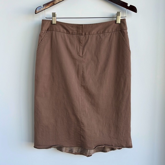BCBGMAXAZRIA brown pinstripe midi skirt - Size 4 - Picture 1 of 4